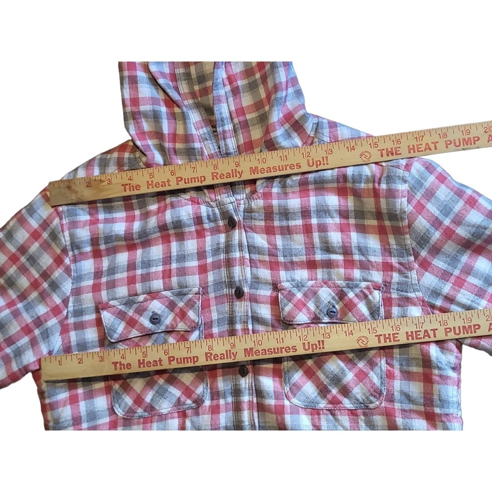 Boston Traders Men's Plaid Hooded Flannel Shirt Jacket Sherpa Lined Sz M Shacket - Picture 2 of 5